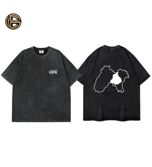 Old Panjab Map acid wash Tshirt by ELONZE