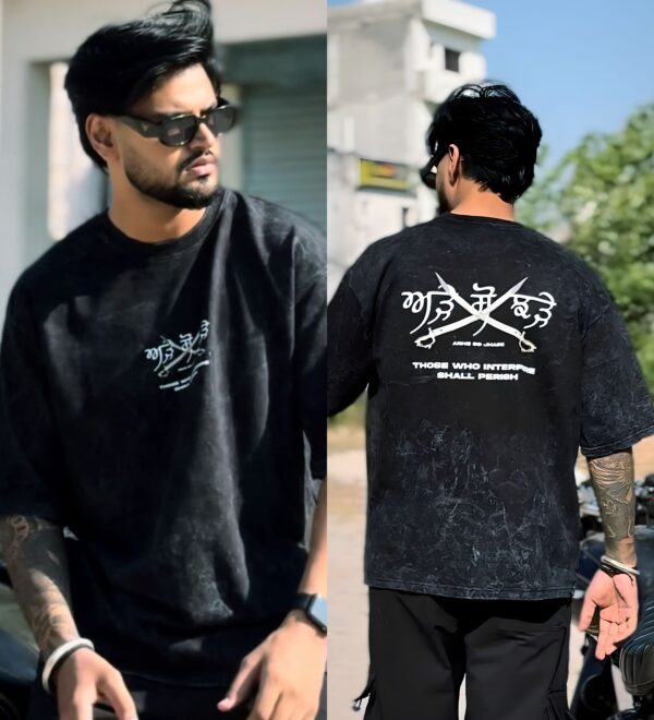 Adhe So Jhade Acid Wash Oversized T-Shirt – Power of Panjab | ELONZE