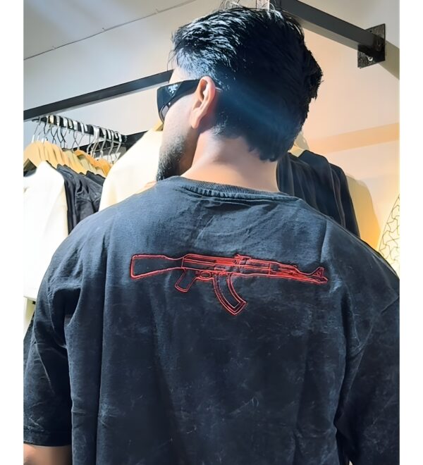 Live Fast Die Young – Acid Wash Embroidered Tee by ELONZE