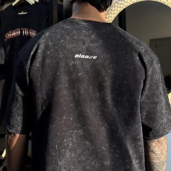 ELONZE “Bow Down No Chance” Acid Wash Oversized Tee – 240 GSM Premium Embroidery Streetwear Inspired by Sidhu Moose Wala