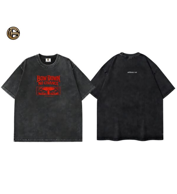 ELONZE “Bow Down No Chance” Acid Wash Oversized Tee – 240 GSM Premium Embroidery Streetwear Inspired by Sidhu Moose Wala