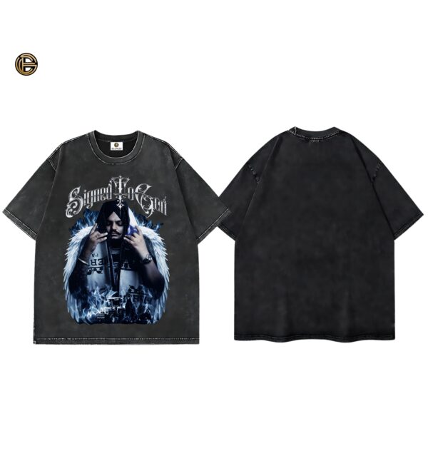 ELONZE “Signed To God” Acid Wash Oversized Graphic Tee